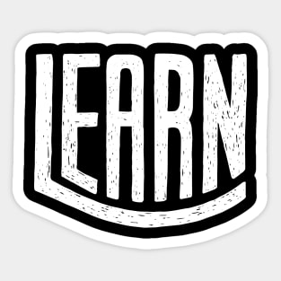 Learn White color typography Sticker